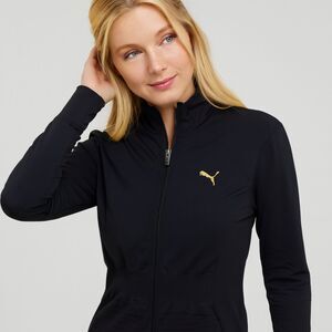 Puma Jacket Women's Size XL Black Full Zip Athleisure Sportwear Minimalist